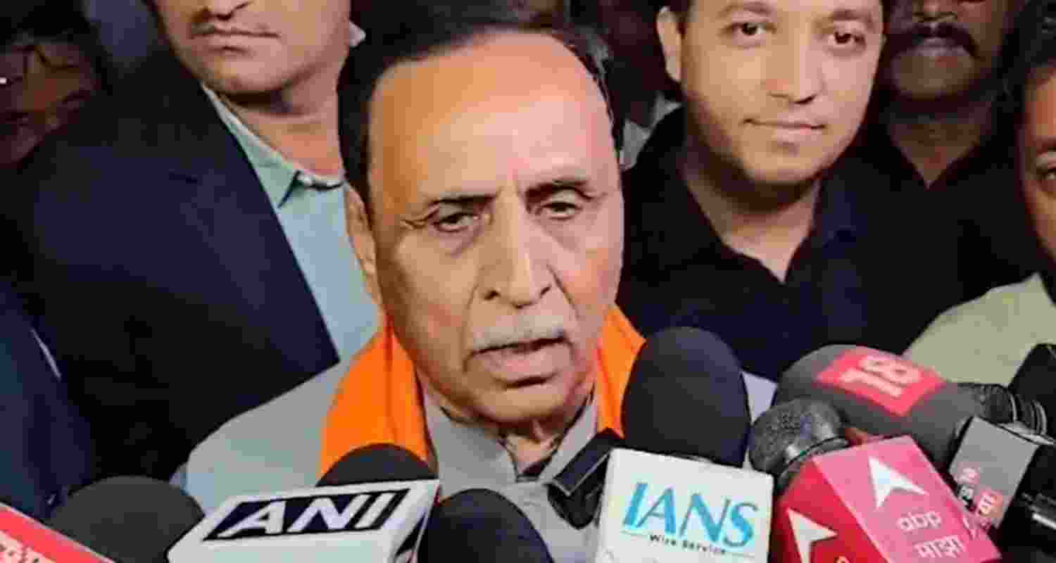 BJP observer for Maharashtra and former Gujarat CM Vijay Rupani speaks to reporters. BJP observer for Maharashtra and former Gujarat CM Vijay Rupani speaks to reporters.