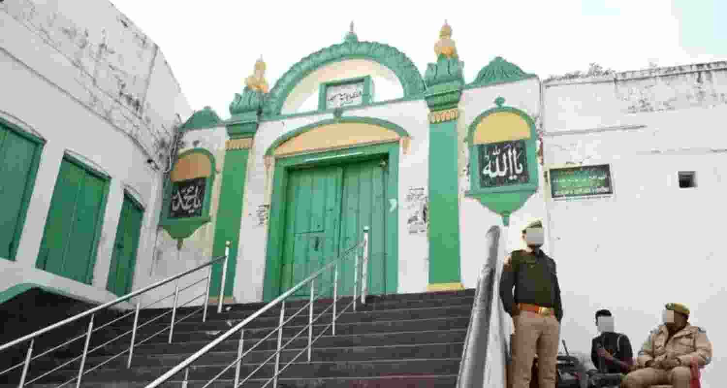 Police personnel outside the Sambhal mosque. Police personnel outside the Sambhal mosque.