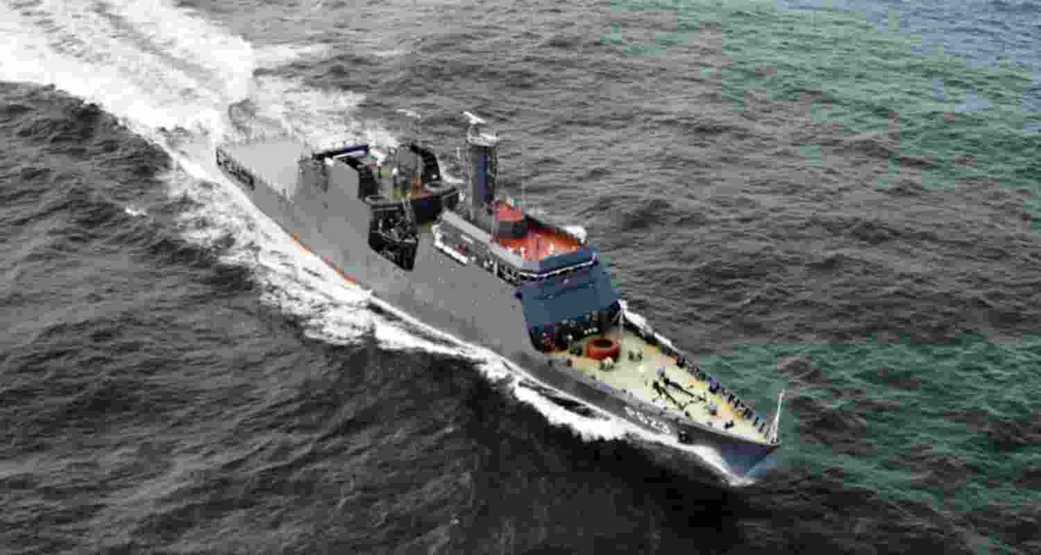 Sanghamitra— the first of four next-generation offshore patrol vessels (NGOPVs) being built for the Indian Navy. Sanghamitra— the first of four next-generation offshore patrol vessels (NGOPVs) being built for the Indian Navy.