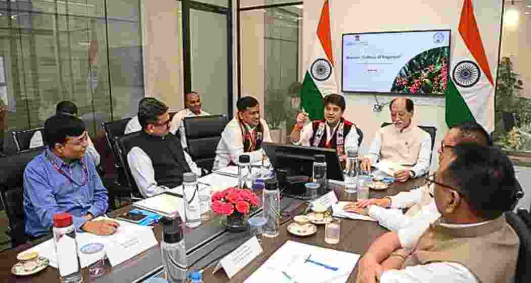 Union Minister for Development of North Eastern Region and Communications Jyotiraditya Scindia, Nagaland Chief Minister Neiphiu Rio and Union Minister of State for Development of North Eastern Region Sukanta Majumdar during the launch of the Rs 175-crore cluster-based “Coffees of Nagaland” Mission aimed at promoting specialty coffee cultivation, value-chain development and coffee tourism, in Kohima on Monday. Union Minister for Development of North Eastern Region and Communications Jyotiraditya Scindia, Nagaland Chief Minister Neiphiu Rio and Union Minister of State for Development of North Eastern Region Sukanta Majumdar during the launch of the Rs 175-crore cluster-based “Coffees of Nagaland” Mission aimed at promoting specialty coffee cultivation, value-chain development and coffee tourism, in Kohima on Monday.