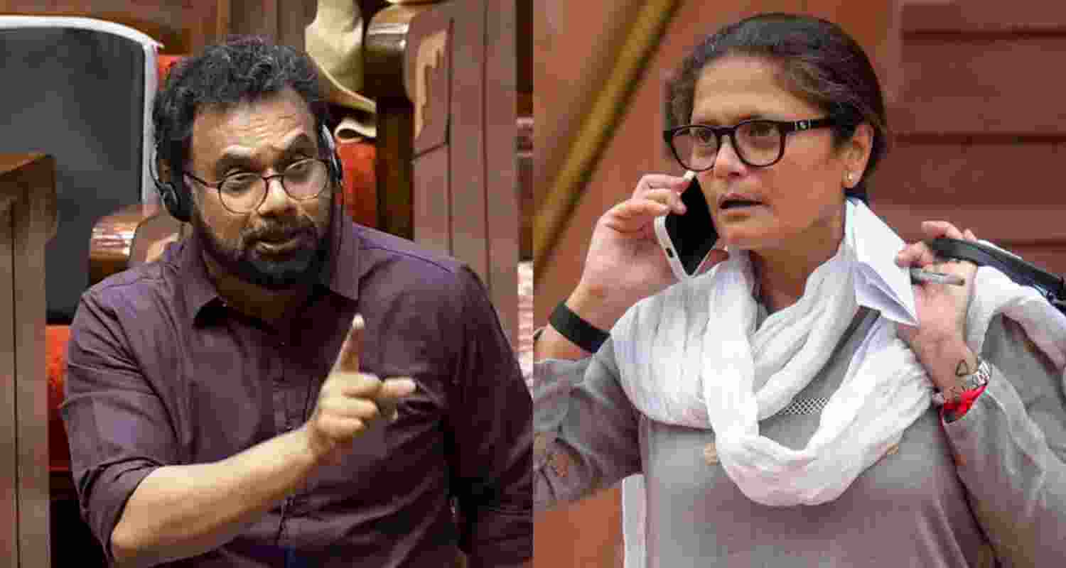 CPM MP John Brittas and (right) Sushmita Dev of the BJP CPM MP John Brittas and (right) Sushmita Dev of the BJP