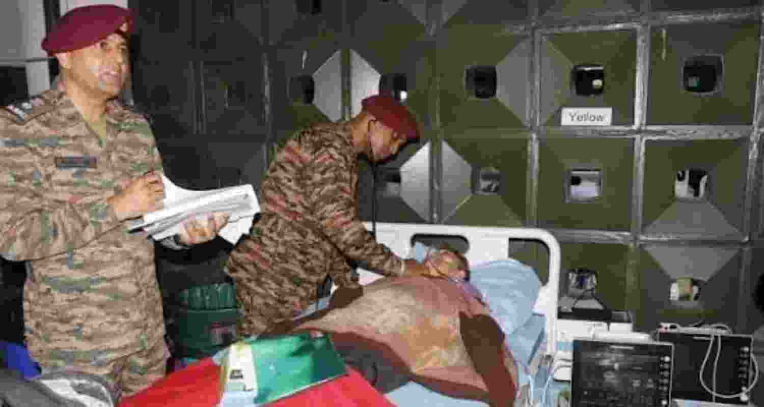 India's Army Field Hospital staff attending to an earthquake victim in Venezuela. India's Army Field Hospital staff attending to an earthquake victim in Venezuela.