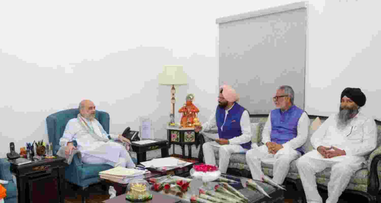 Senior BJP leader from Punjab Rana Gurmit Singh Sodhi during a meeting with Union Minister Amit Shah. Senior BJP leader from Punjab Rana Gurmit Singh Sodhi during a meeting with Union Minister Amit Shah.