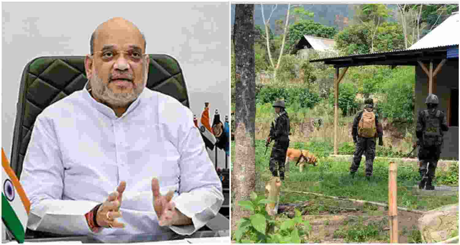 Union Home Minister Amit Shah. (File photo). Area domination operation launched by the Army and Assam Rifles on June 4 as part of a joint strategy for the recovery of snatched weapon (Right). Union Home Minister Amit Shah. (File photo). Area domination operation launched by the Army and Assam Rifles on June 4 as part of a joint strategy for the recovery of snatched weapon (Right).