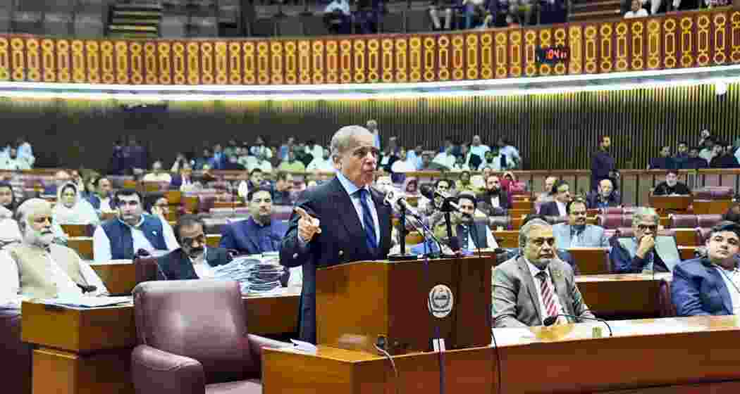 Pakistani Prime Minister Shehbaz Sharif speaks during a Parliament session in Islamabad. (Image credit: AP) Pakistani Prime Minister Shehbaz Sharif speaks during a Parliament session in Islamabad. (Image credit: AP)