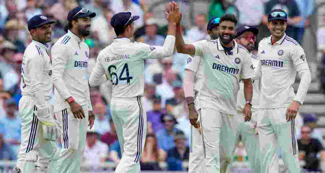 India's Mohammed Siraj with teammates celebrates after taking the wicket of England's Jacob Bethell. India's Mohammed Siraj with teammates celebrates after taking the wicket of England's Jacob Bethell.