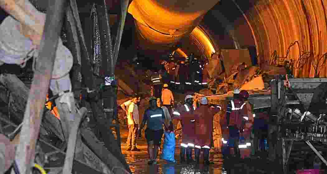 Rescue teams, including robotic experts and cadaver dogs, continue operations inside Telangana’s SLBC tunnel in Nagarkurnool, where seven workers remain trapped following a tunnel collapse on 22 February. Rescue teams, including robotic experts and cadaver dogs, continue operations inside Telangana’s SLBC tunnel in Nagarkurnool, where seven workers remain trapped following a tunnel collapse on 22 February.