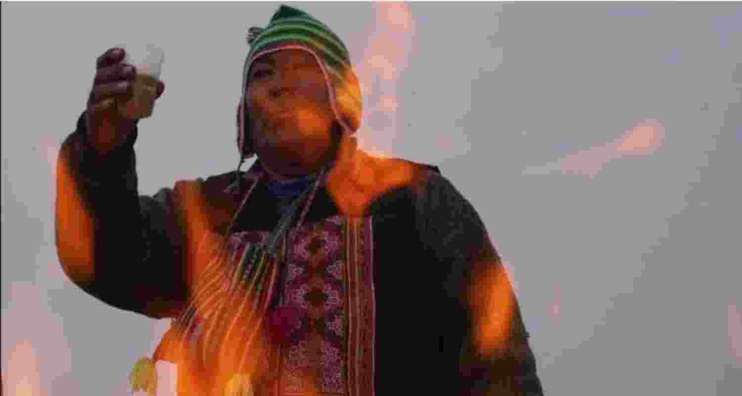 Spiritual leader Eusebio Huanca burns offerings observing the month of Pachamama, on La Cumbre, Bolivia, on August 1, 2025. Spiritual leader Eusebio Huanca burns offerings observing the month of Pachamama, on La Cumbre, Bolivia, on August 1, 2025.