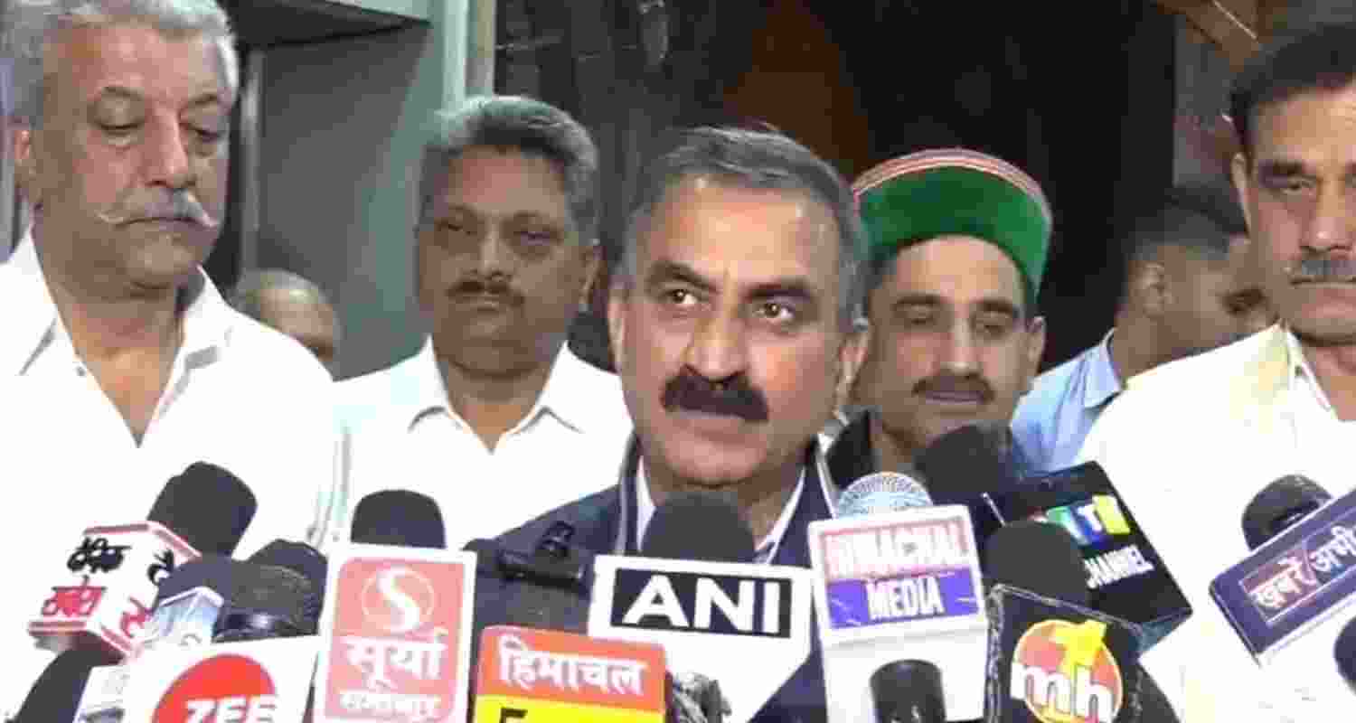 Himachal CM Sukhvinder Singh Sukhu addressing reporters. Screengrab via X. Himachal CM Sukhvinder Singh Sukhu addressing reporters. Screengrab via X.