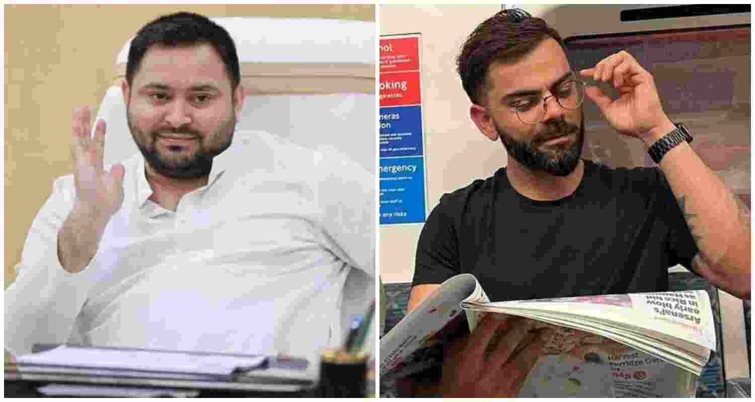 RJD leader and son of former Bihar Chief Minister Lalu Prasad Yadav, Tejashwi Yadav (L), Indian cricketer Virat Kohli (R). RJD leader and son of former Bihar Chief Minister Lalu Prasad Yadav, Tejashwi Yadav (L), Indian cricketer Virat Kohli (R).