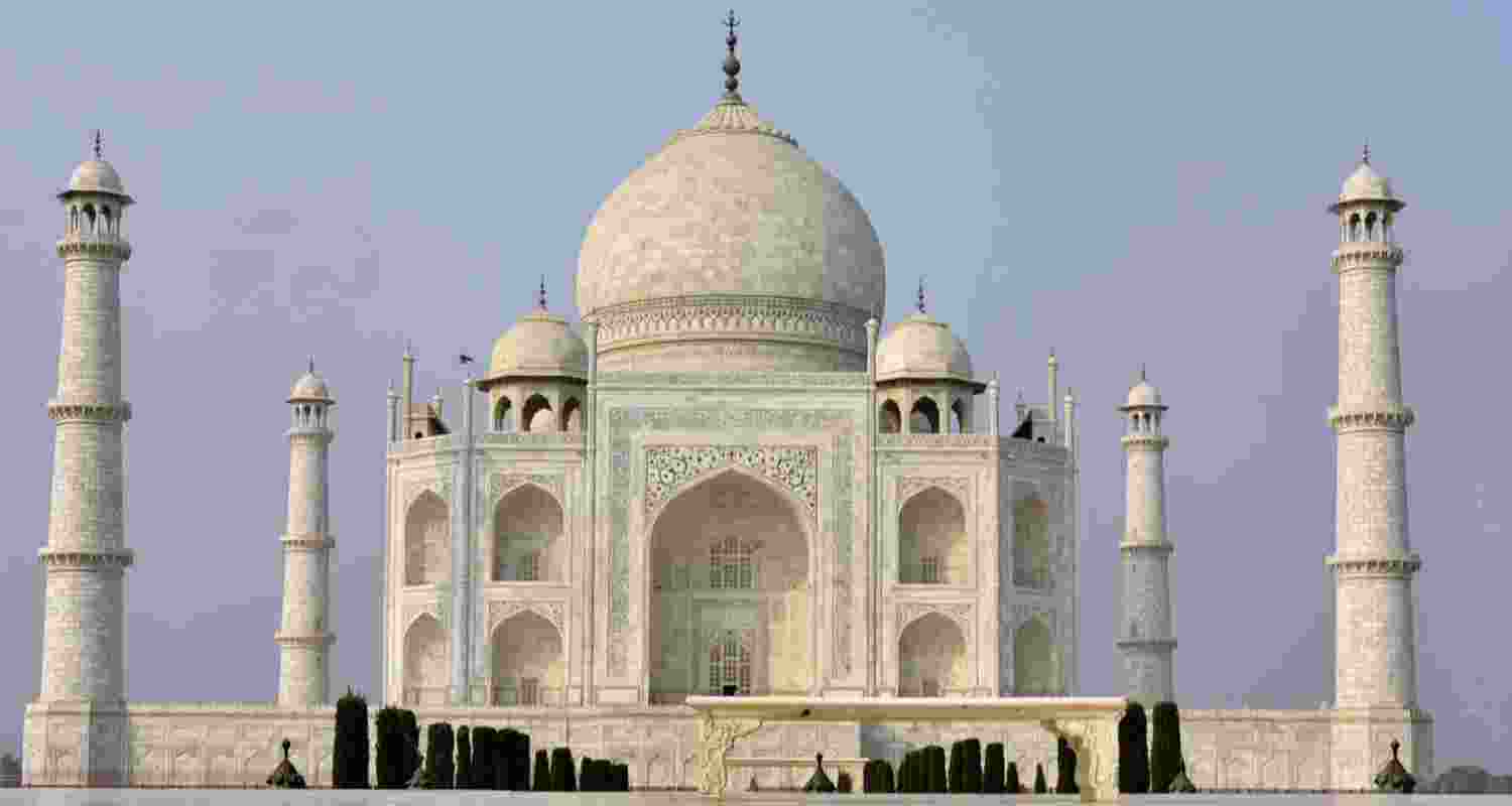 The Taj Mahal in Agra Uttar Pradesh shining bright on a sunny day The Taj Mahal in Agra Uttar Pradesh shining bright on a sunny day