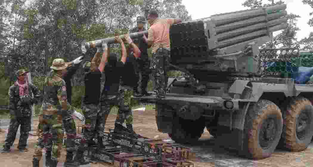 Cambodian soldiers reload the BM-21 multiple rocket launcher in Preah Vihear province. Cambodian soldiers reload the BM-21 multiple rocket launcher in Preah Vihear province.