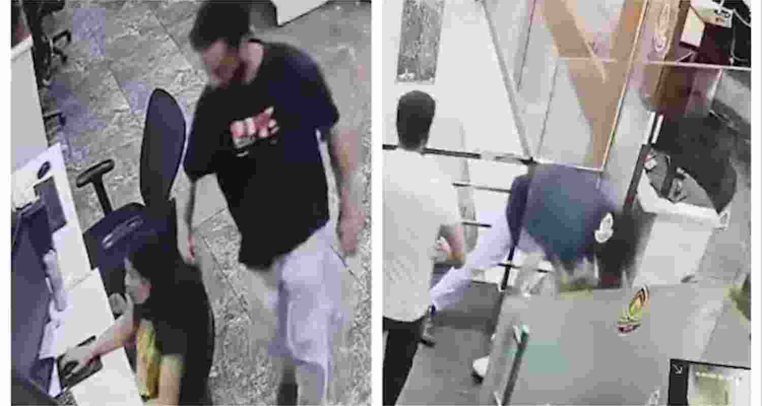 The attack was captured on CCTV cameras installed inside the office. (Screengrabs). The attack was captured on CCTV cameras installed inside the office. (Screengrabs).