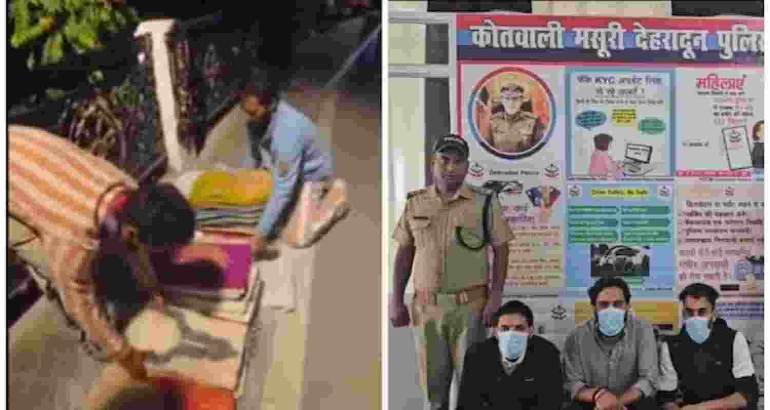 The clip shows the accused men repeatedly slapping and abusing the vendors and forcing them to shut their roadside stall. The clip shows the accused men repeatedly slapping and abusing the vendors and forcing them to shut their roadside stall.