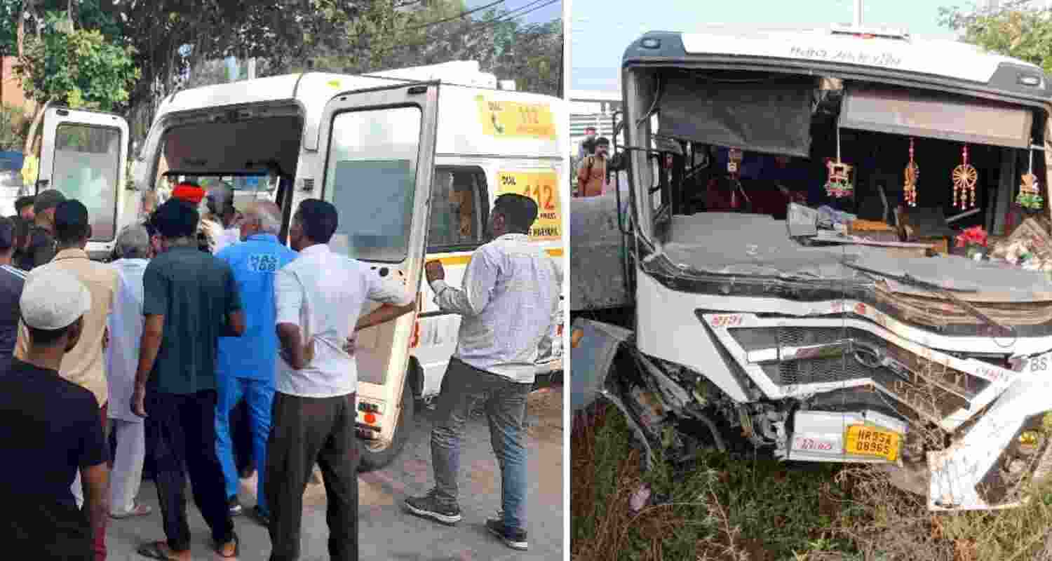 The mangled remains of the ill-fated vehicles on the Jhajjar-Gurugram road. The mangled remains of the ill-fated vehicles on the Jhajjar-Gurugram road.
