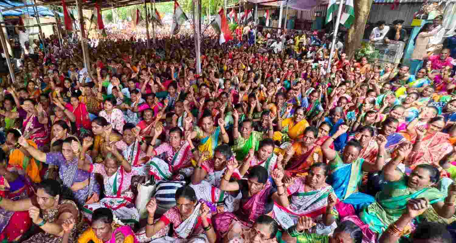 Tribals protest at Thane Collector office, demanding transfer of forest lands to them, in Thane, Friday, Sept. 20. Tribals protest at Thane Collector office, demanding transfer of forest lands to them, in Thane, Friday, Sept. 20.