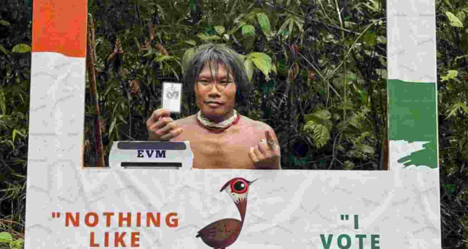 A voter from the Shompen tribe. A voter from the Shompen tribe.