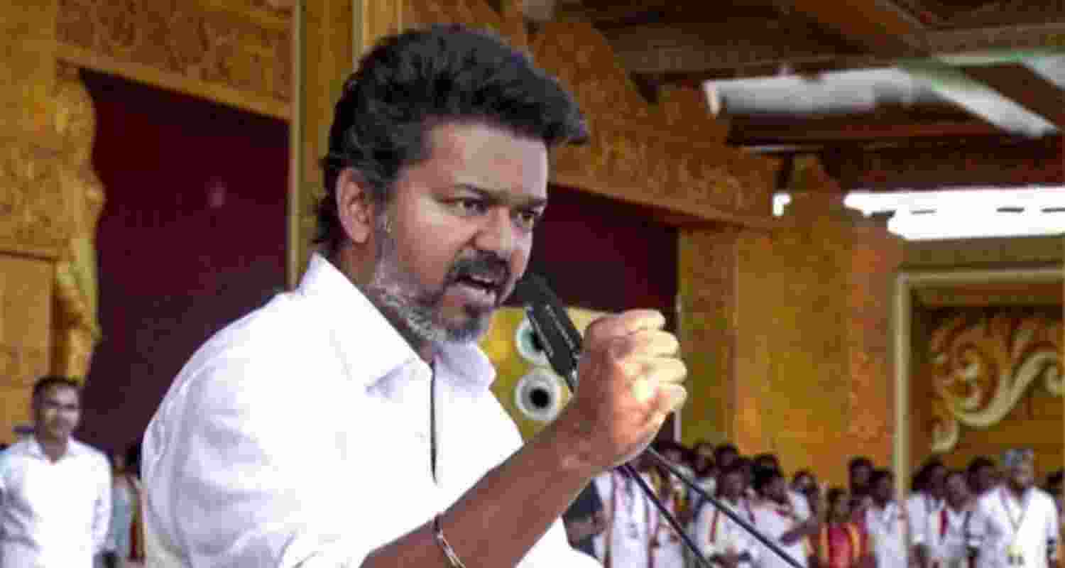 Tamilaga Vettri Kazhagam chief Vijay. Tamilaga Vettri Kazhagam chief Vijay.