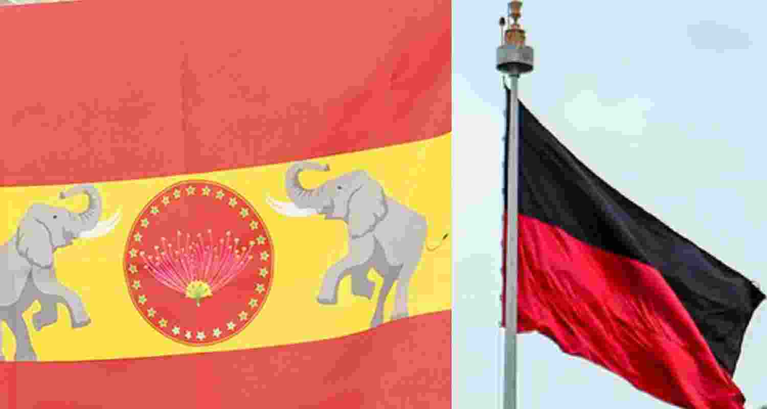 Flags of TVK and DMK. Flags of TVK and DMK.