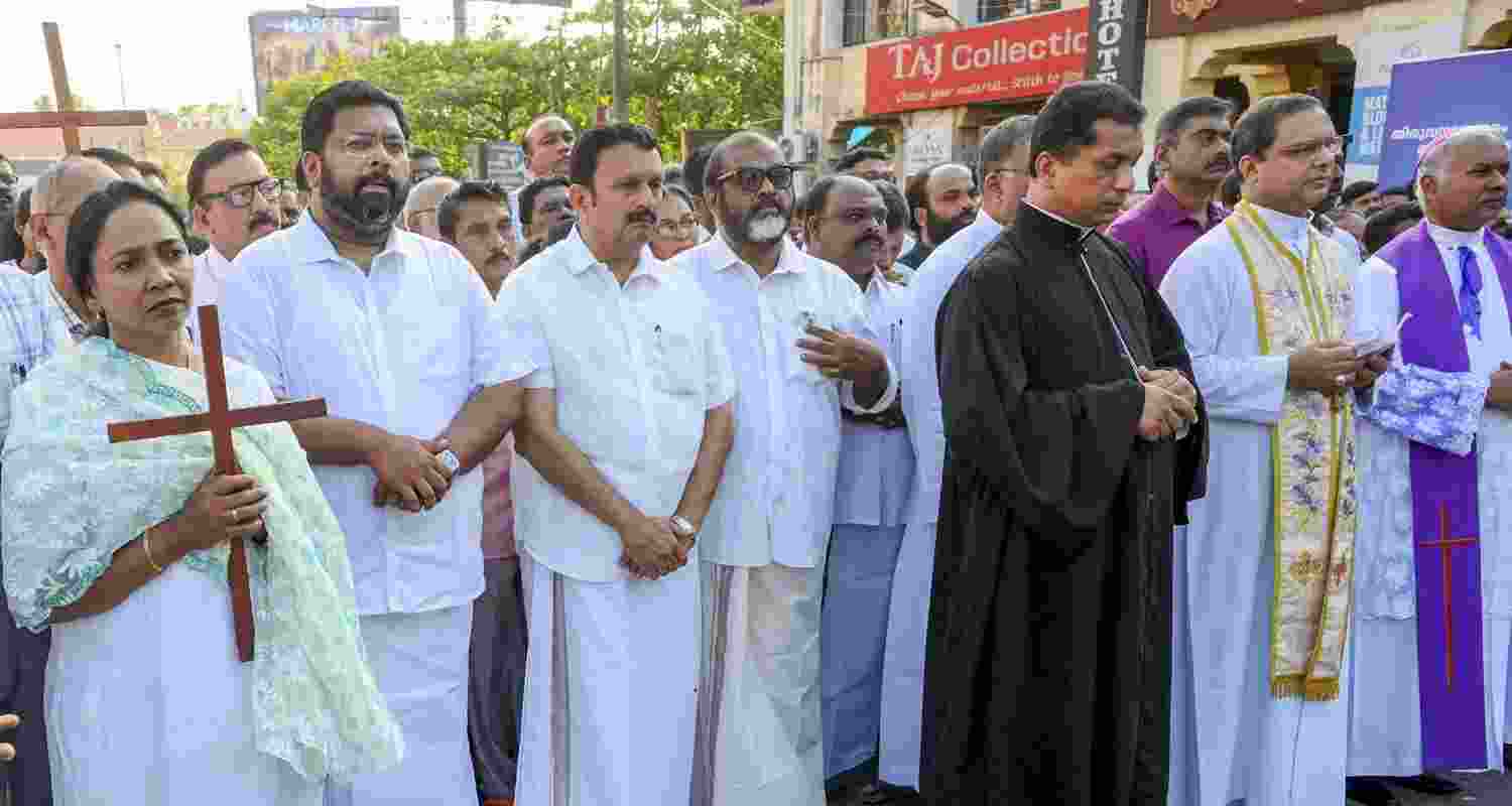 UDF and LDF candidates join Good Friday procession in Thiruvananthapuram ahead of Assembly polls. UDF and LDF candidates join Good Friday procession in Thiruvananthapuram ahead of Assembly polls.