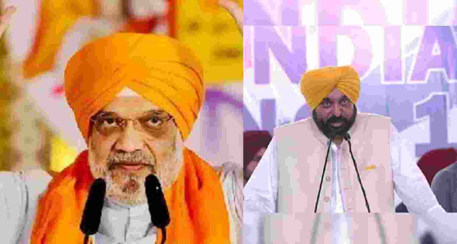 Union minister Amit Shah and Chief Minister Bhagwant Mann Union minister Amit Shah and Chief Minister Bhagwant Mann