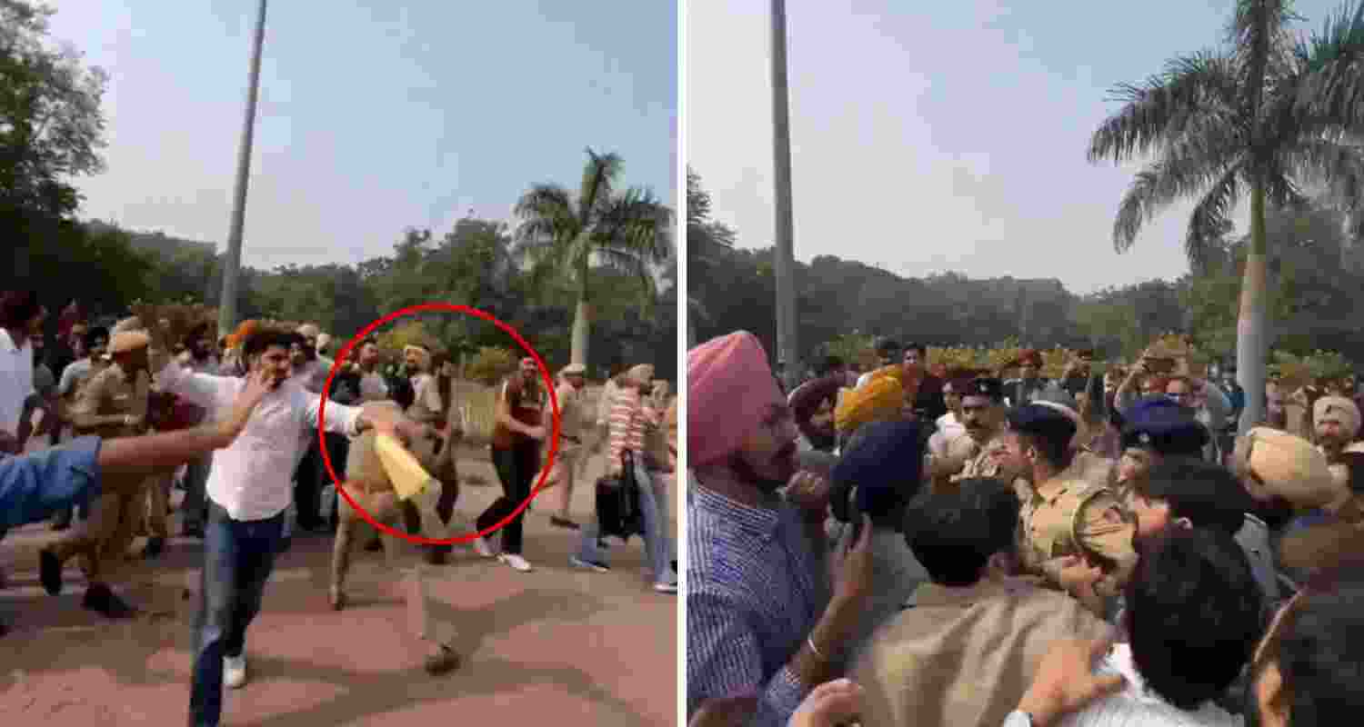 Screengrabs of the clash between PU students and Chandigarh police. Screengrabs of the clash between PU students and Chandigarh police.