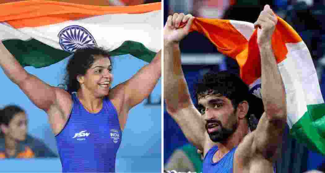 Olympians Sakshi Malik and Aman Sehrawat. File Photo. Olympians Sakshi Malik and Aman Sehrawat. File Photo.
