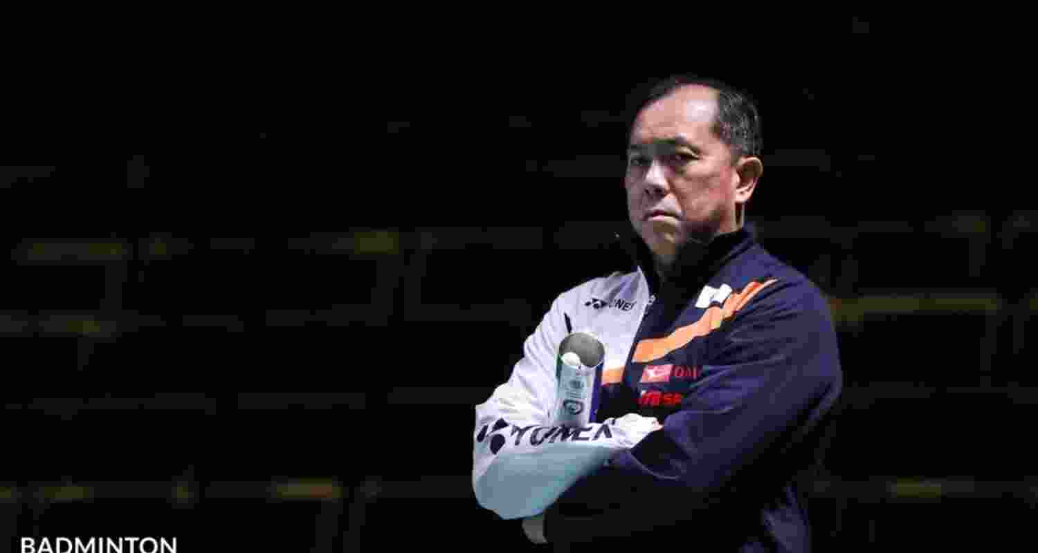 India double pair Chirag Shetty and Satwiksairaj Rankireddy coach Tan Kim Her. Image: BAI/X. India double pair Chirag Shetty and Satwiksairaj Rankireddy coach Tan Kim Her. Image: BAI/X.