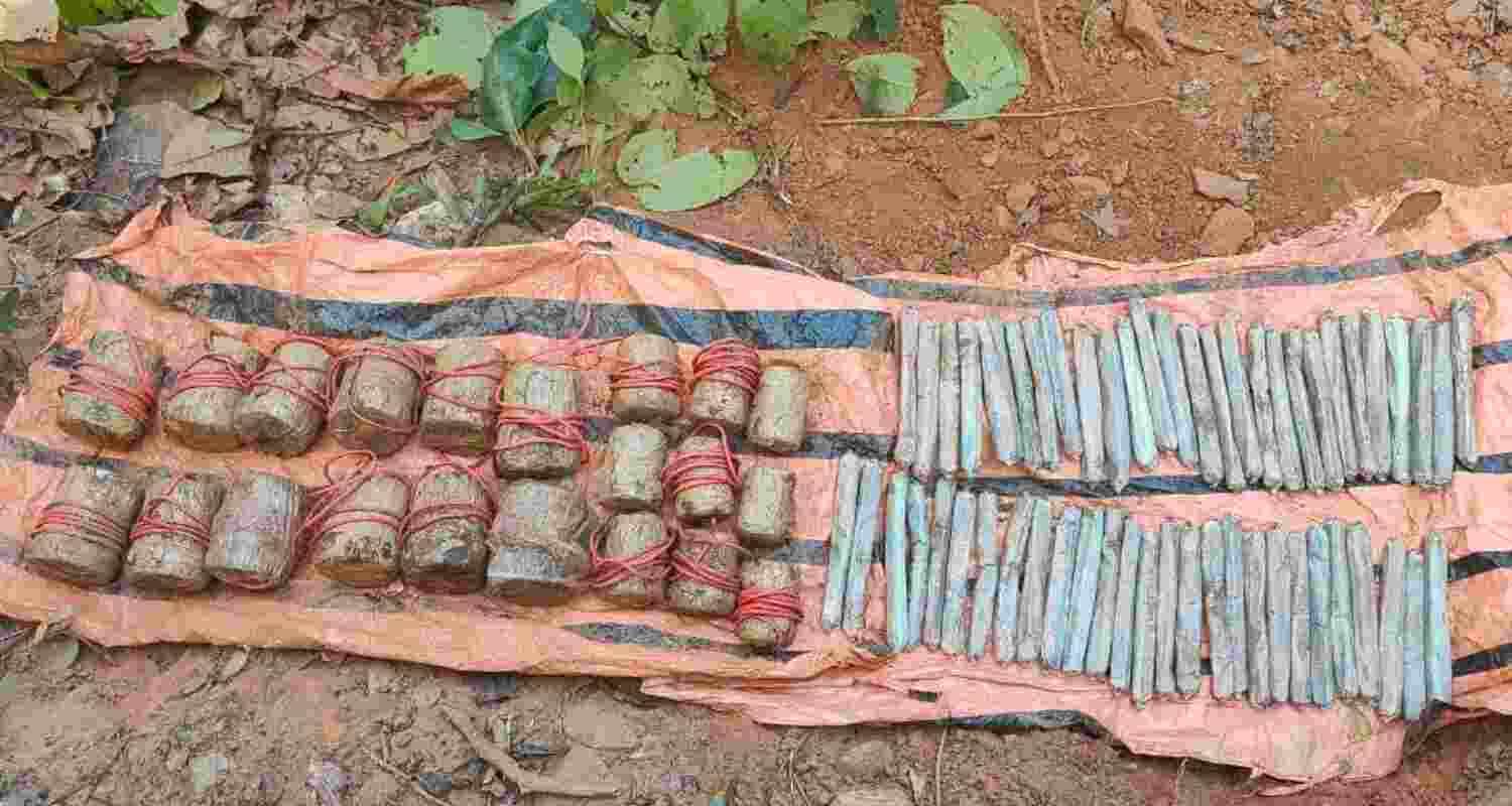 Explosive cache found in Maoist hideout in Jharkhand. Explosive cache found in Maoist hideout in Jharkhand.