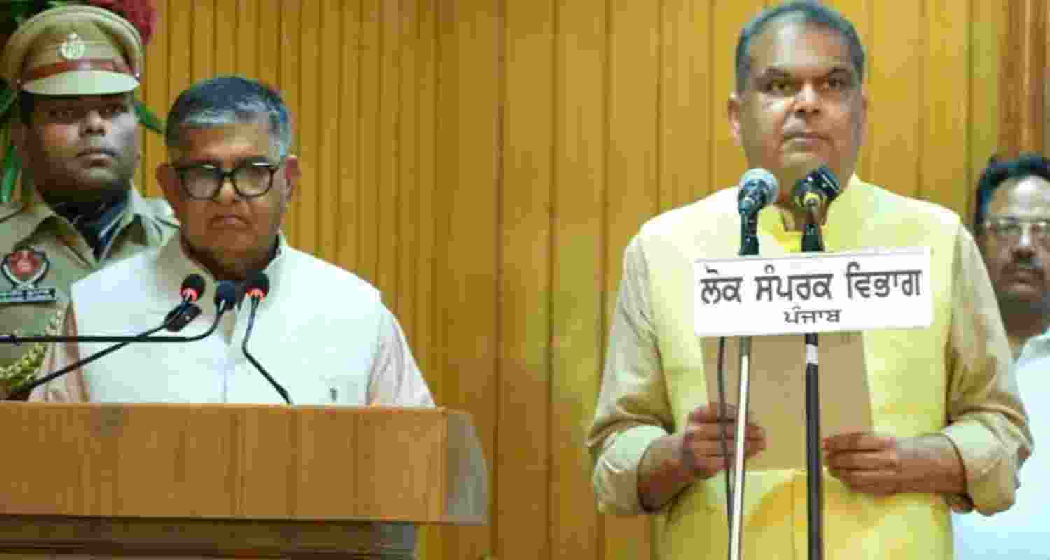 AAP MLA Sanjeev Arora takes oath in the presence of Punjab Governor, Gulab Chand Kataria at the Punjab Raj Bhawan in Chandigarh on Thursday AAP MLA Sanjeev Arora takes oath in the presence of Punjab Governor, Gulab Chand Kataria at the Punjab Raj Bhawan in Chandigarh on Thursday