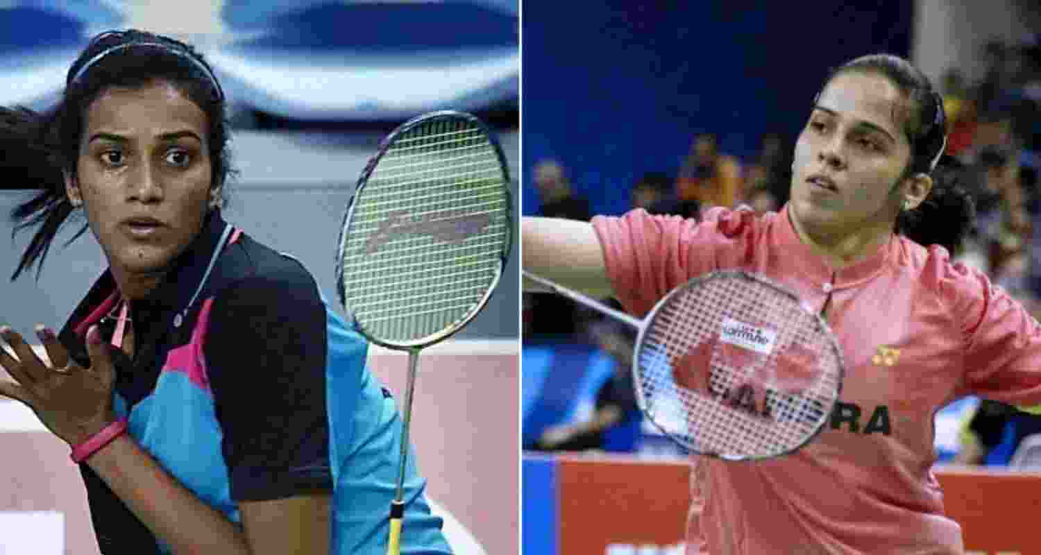 Indian badminton stars PV Sindhu and Saina Nehwal. Indian badminton stars PV Sindhu and Saina Nehwal.