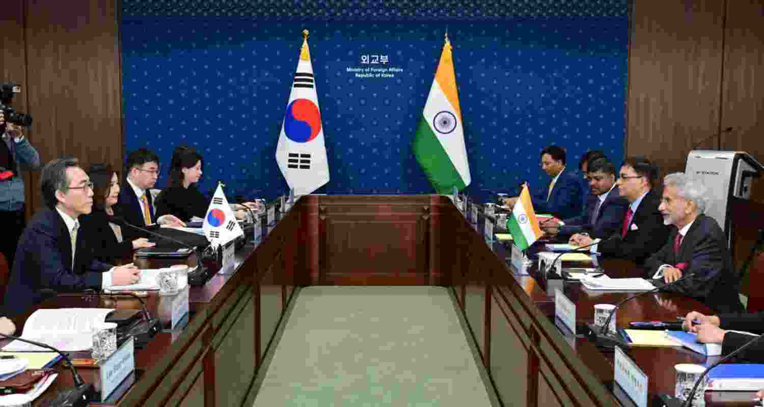 Indian EAM Jaishankar in a meet in S. Korea. Image X. Indian EAM Jaishankar in a meet in S. Korea. Image X.