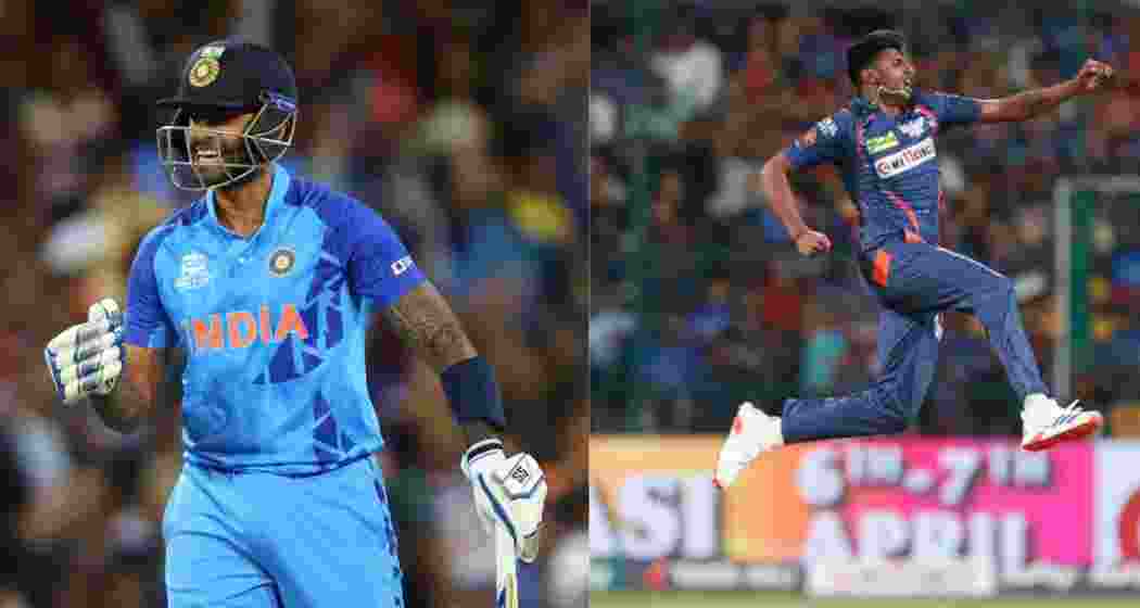 (L-R) India vs Bangladesh T201 captain Suryakumar Yadav and pacer Mayank Yadav. (L-R) India vs Bangladesh T201 captain Suryakumar Yadav and pacer Mayank Yadav.