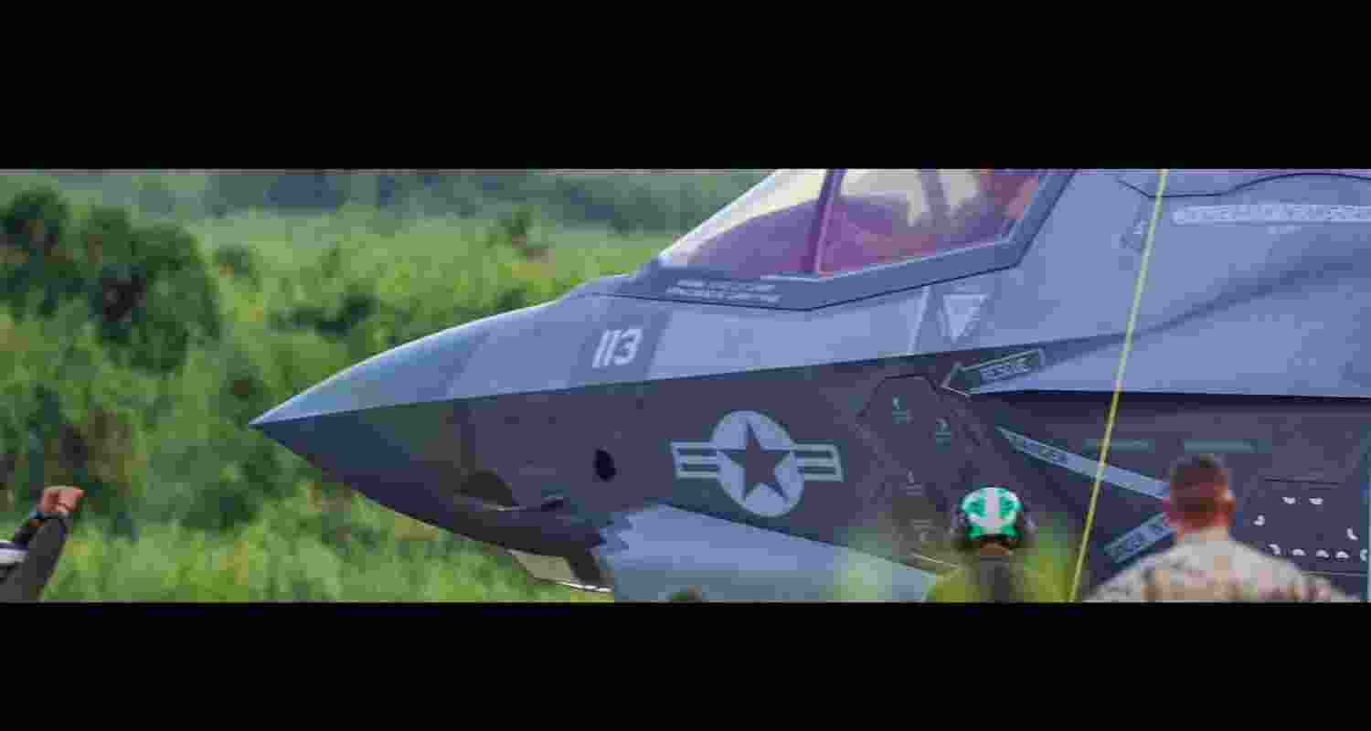 US Marines park a Lockheed Martin F-35B fighter aircraft at Naval Station Roosevelt Roads in Puerto Rico. US Marines park a Lockheed Martin F-35B fighter aircraft at Naval Station Roosevelt Roads in Puerto Rico.