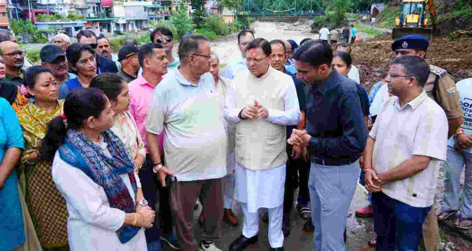 Uttarakhand Chief Minister Pushkar Singh Dhami during his visit to disaster-affected areas in Raipur and Mussoorie assembly constituencies on Thursday. Uttarakhand Chief Minister Pushkar Singh Dhami during his visit to disaster-affected areas in Raipur and Mussoorie assembly constituencies on Thursday.