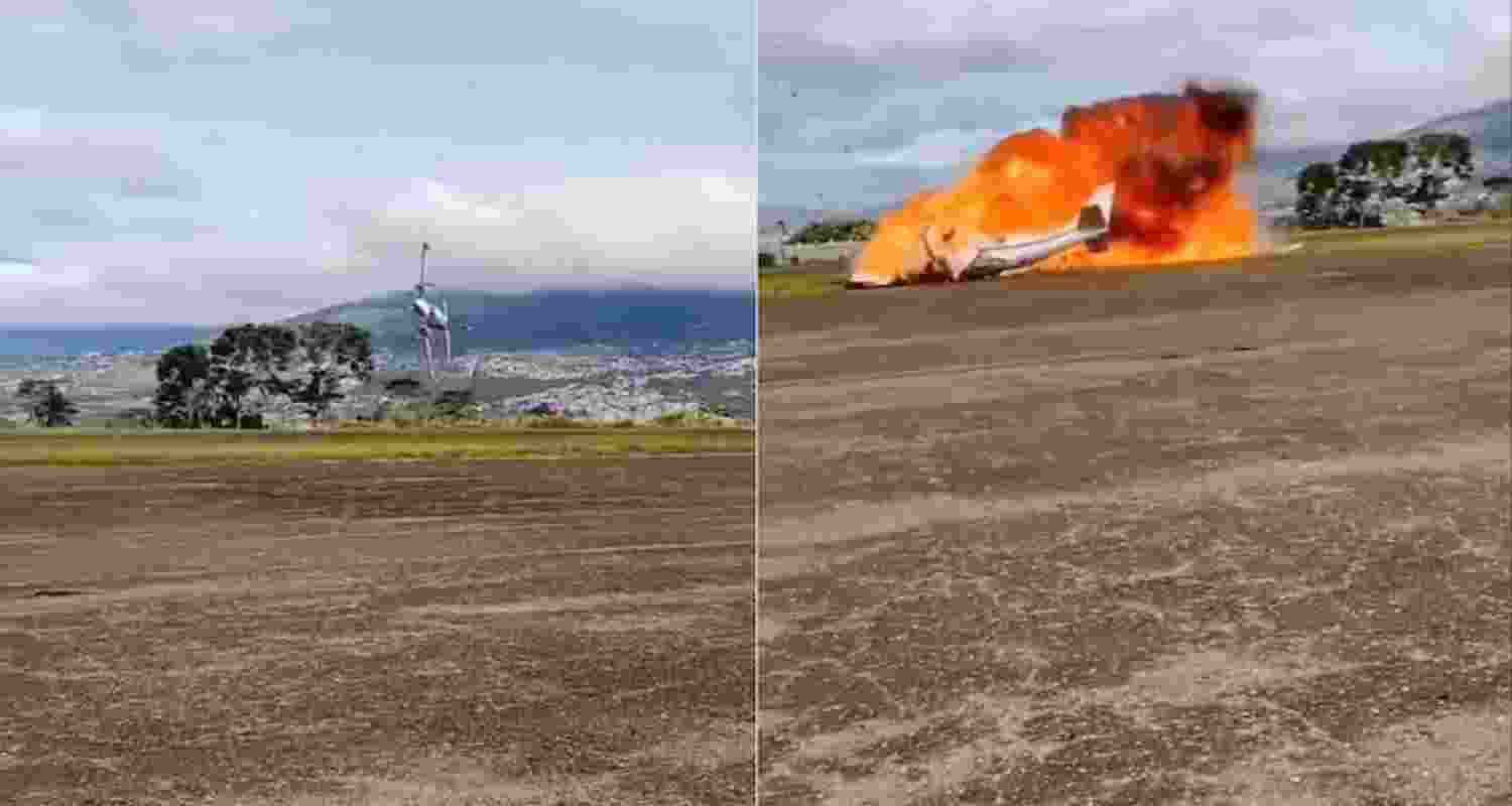 Initial footage captured the aircraft gaining brief altitude before it lost control and crashed. Initial footage captured the aircraft gaining brief altitude before it lost control and crashed.