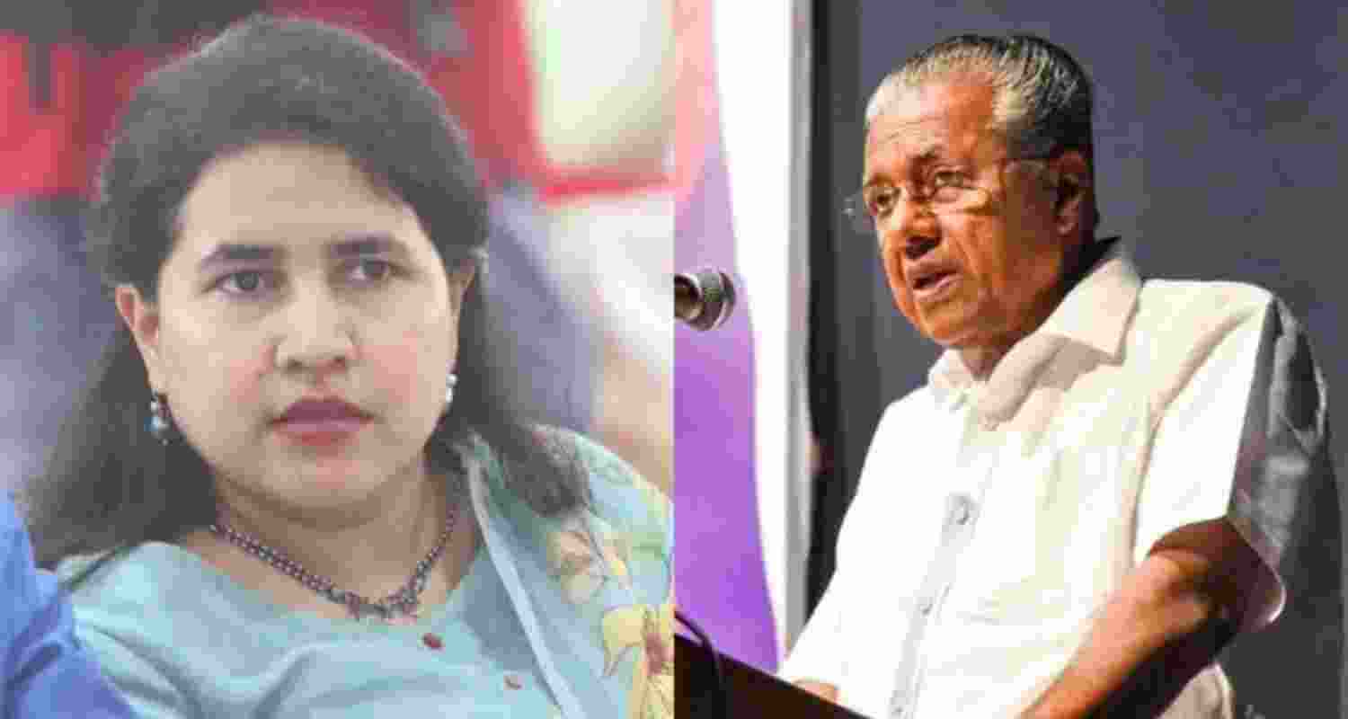 Veena T, daughter of former Kerala Chief Minister (left) and present Leader of Opposition in the Assembly Pinarayi Vijayan. Veena T, daughter of former Kerala Chief Minister (left) and present Leader of Opposition in the Assembly Pinarayi Vijayan.