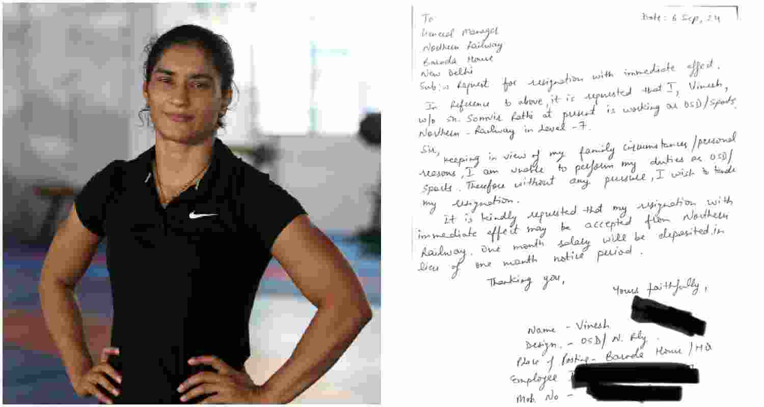 Vinesh Phogat’s resignation letter to Indian Railways. Vinesh Phogat’s resignation letter to Indian Railways.