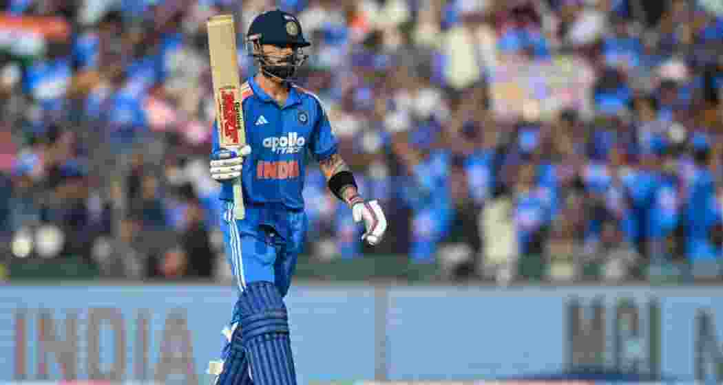 Virat Kohli celebrates a half-century during an ODI international match. Virat Kohli celebrates a half-century during an ODI international match.