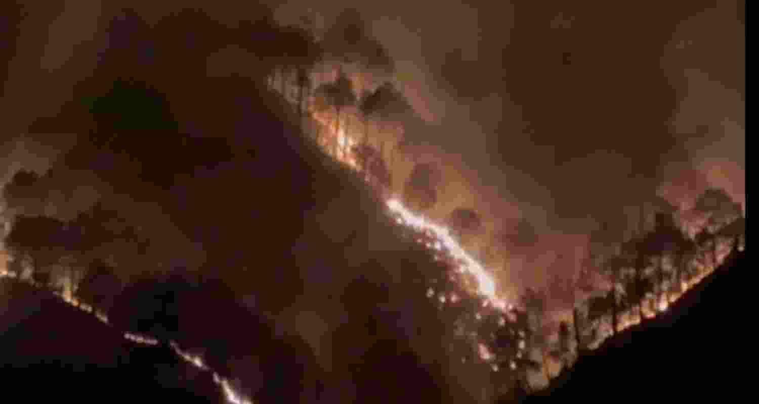 Visuals of a massive forest fire that broke out in Solan district of Himachal Pradesh Visuals of a massive forest fire that broke out in Solan district of Himachal Pradesh