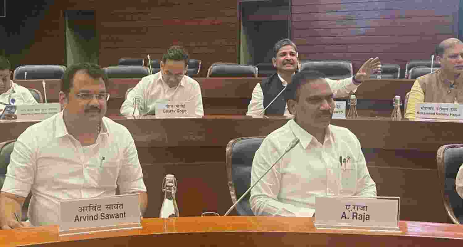 Members of the opposition at the Waqf panel meeting. Image shared by DMK MP A Raja on X. Members of the opposition at the Waqf panel meeting. Image shared by DMK MP A Raja on X.