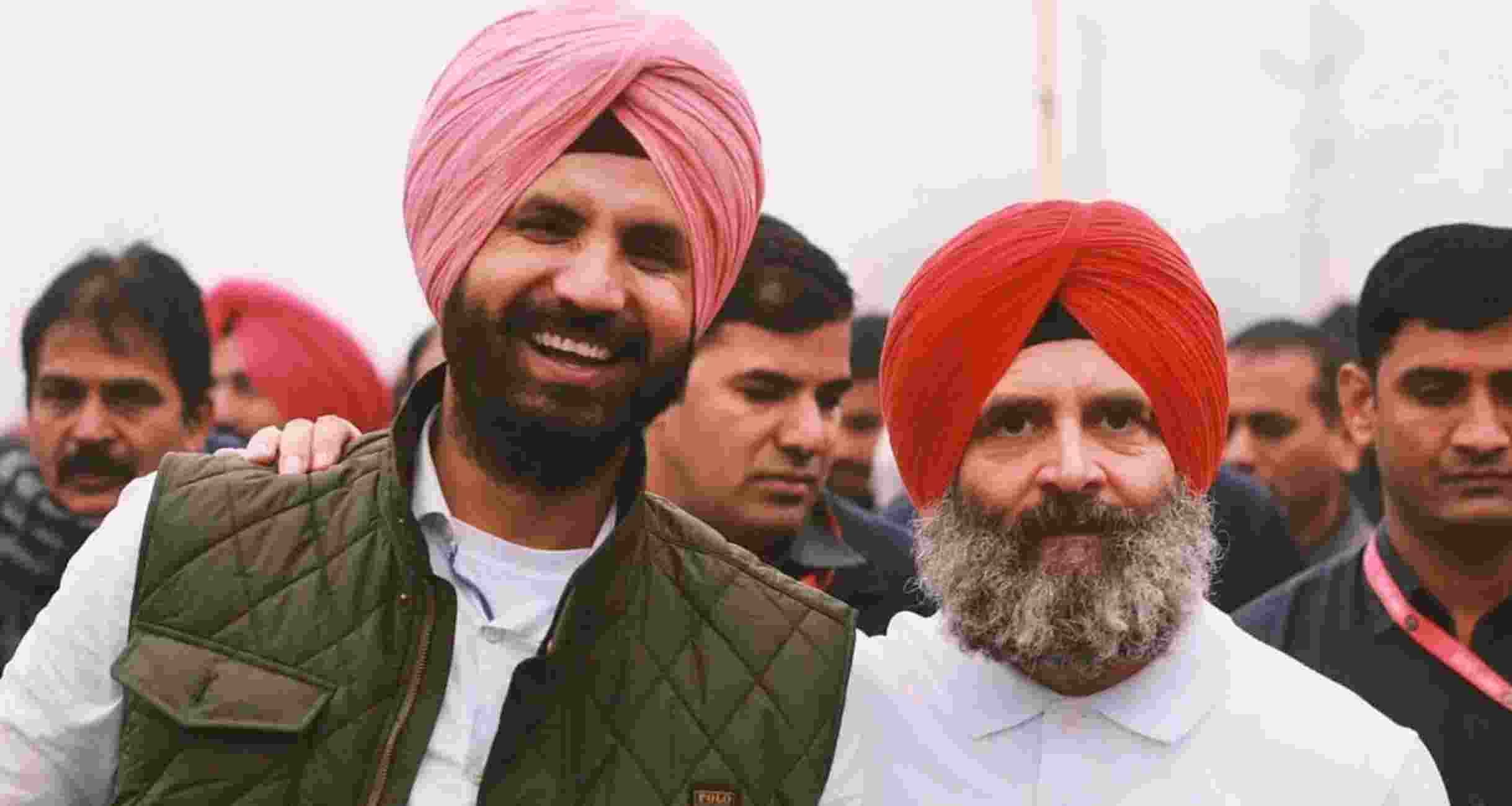 Congress leader Rahul Gandhi with Punjab Pradesh Congress Chief Amarinder Singh Raja Warring. Congress leader Rahul Gandhi with Punjab Pradesh Congress Chief Amarinder Singh Raja Warring.