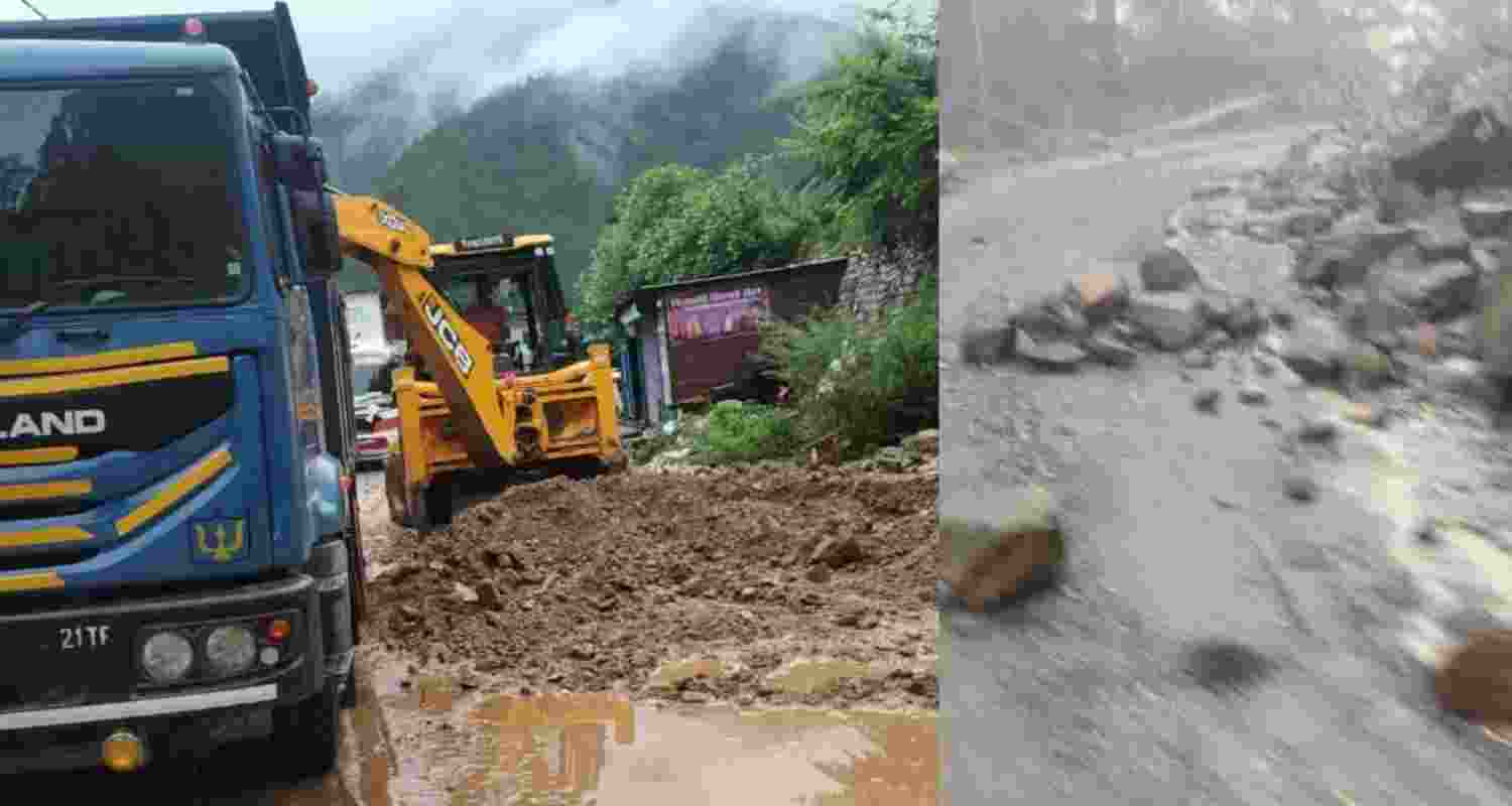 Yamunotri Highway blocked by debris. Yamunotri Highway blocked by debris.