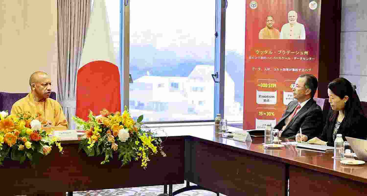 Uttar Pradesh Chief Minister Yogi Adityanath meets Ishiguro Norihiko, chairman and CEO of the Japan External Trade Organization (JETRO), during his visit to Japan, in Tokyo, Japan. The two discussed economic cooperation and investment opportunities in Uttar Pradesh, officials said. Uttar Pradesh Chief Minister Yogi Adityanath meets Ishiguro Norihiko, chairman and CEO of the Japan External Trade Organization (JETRO), during his visit to Japan, in Tokyo, Japan. The two discussed economic cooperation and investment opportunities in Uttar Pradesh, officials said.